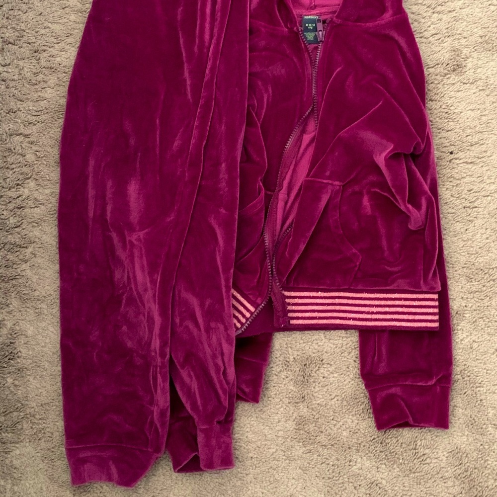10/12 velour jacket and pant set